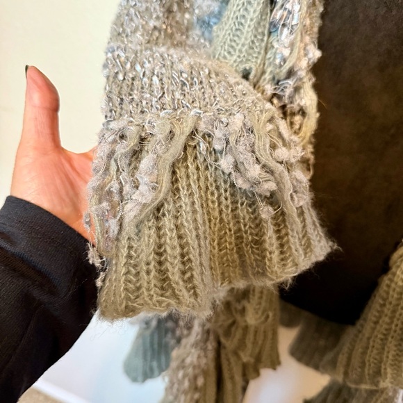 Sioni Studio Ruffle Fairycore Long Cardigan Duster Sweater Gray Size Large - Picture 4 of 14